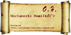Oszlanszki Hamilkár névjegykártya